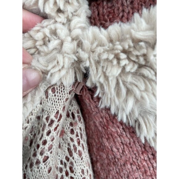 Anthropologie Sleeping on Snow Sherpa Cowl Neck Cardigan Sweater Women's XS Pink - Picture 6 of 11